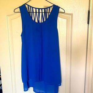 Royal blue chiffon blouse